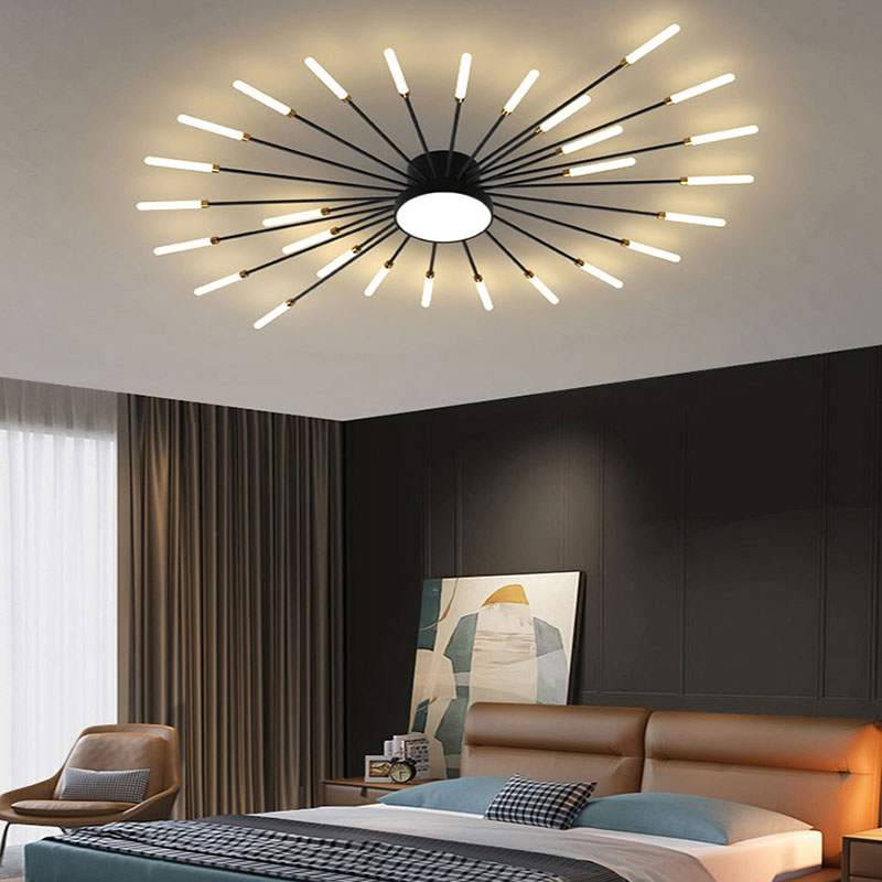 Starburst Dimmable LED Ceiling Light Flush Mount Black Gold Metal Acrylic Indoor Modern Fixture for Bedroom Living Room Dining Room | Thomler