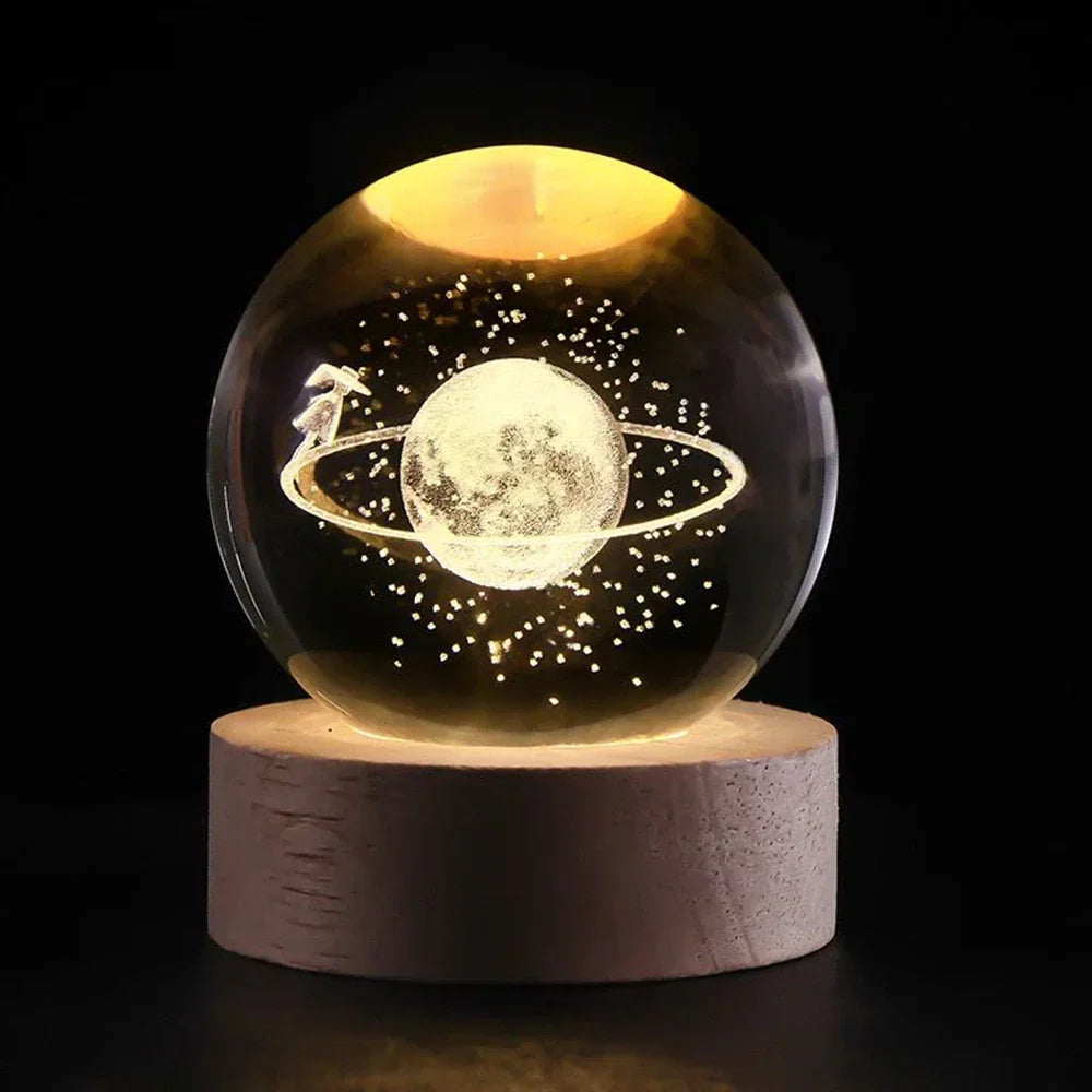 Cosmic Crystal Ball Night Light with LED Color Display | 25 Space Designs | USB Powered Galaxy Sphere Lamp for Bedroom, Living Room & Gift | Thomler