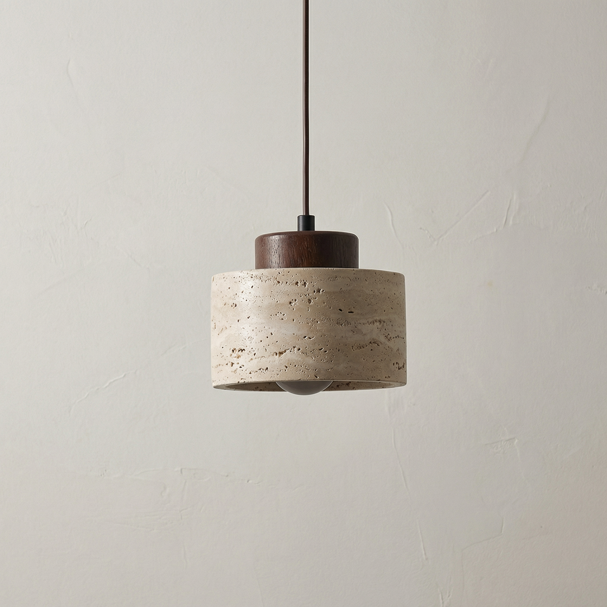 Textured Stone Shade Hanging Light with Natural Grain Finish for Kitchen Island Dining Room Modern Minimalist Ceiling Fixture | Thomler