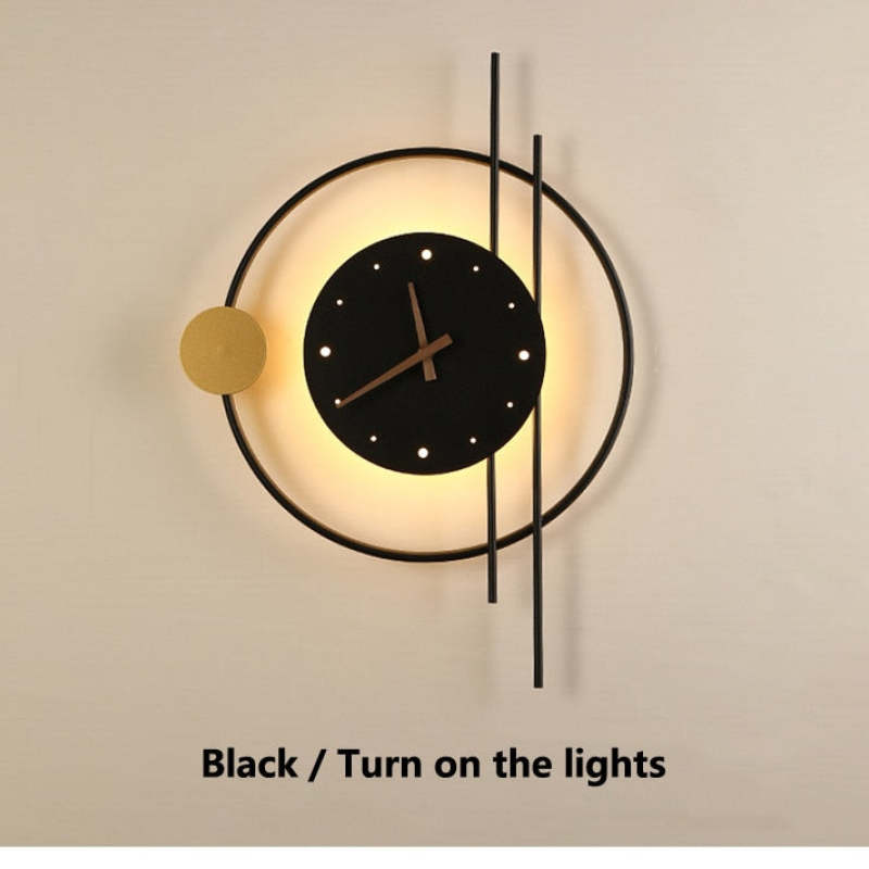 LED Wall Clock Sconce with Acrylic Face – Metal Fixture with Integrated Timepiece for Hallway & Living Room | Thomler