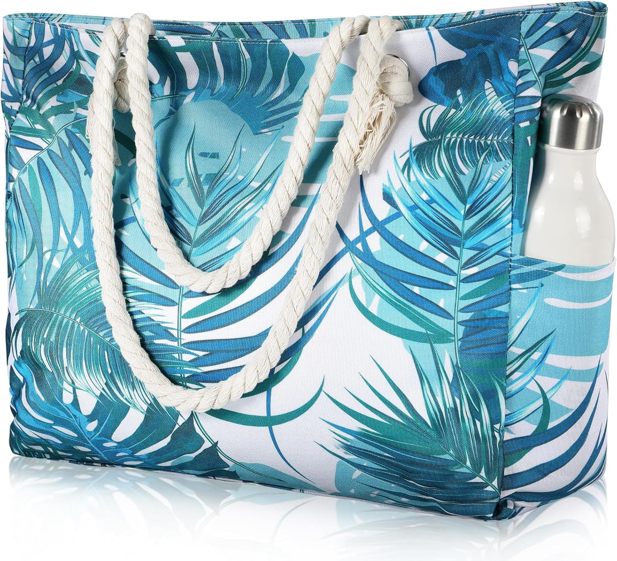 Oversized Zippered Tote with Sand-Resistant Lining for Pool Days & Travel | Water-Resistant Canvas Carryall | Thomler