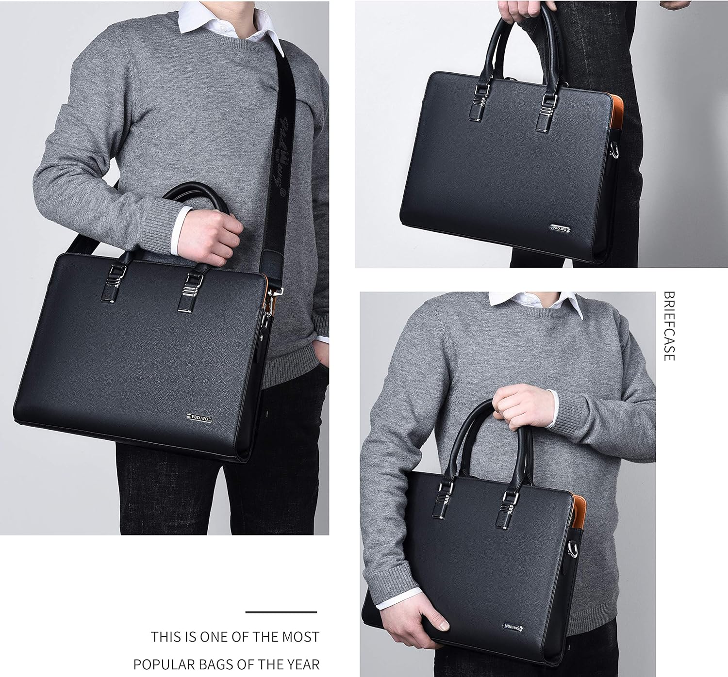 Executive Leather Laptop Bag 15.6-Inch for Work Travel School Office Business Men Women Professionals | Thomler