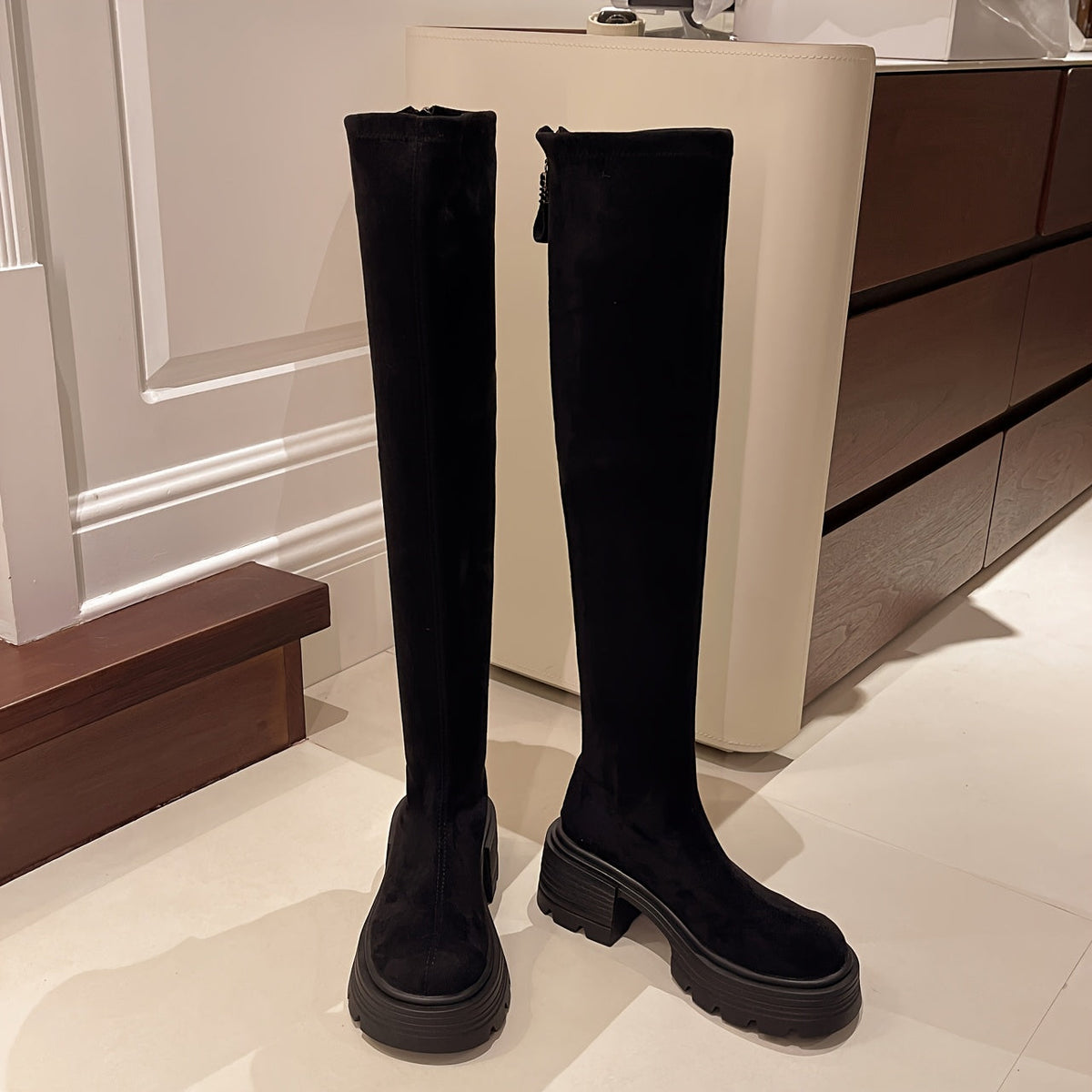 Thigh-High Stiletto Boots with Round Toe for Women – Year-Round Fashion | Thomler