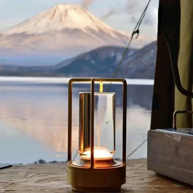 Rechargeable Crystal LED Lantern with Touch Dimmer & USB Port – Gold Silver Black Cordless Accent Lamp for Bedroom Nightstand Dining Table | Thomler