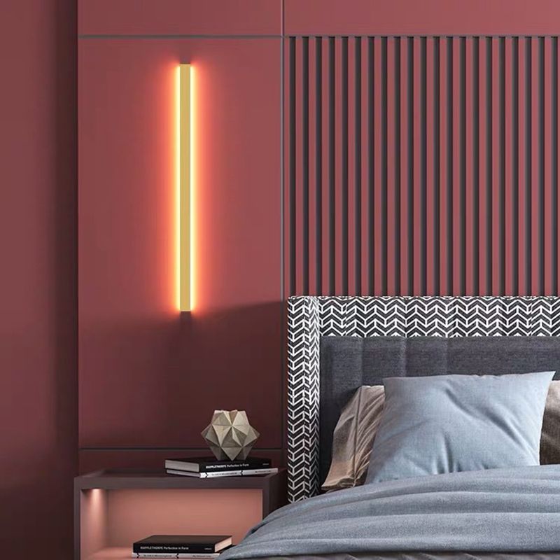 Contemporary Linear LED Wall Light Metal & Acrylic Bedroom Accent 24-47 in | Thomler