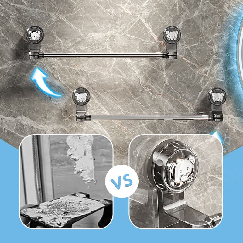 Rotating Wall-Mount Towel Bar with Suction Cup – No Drilling Needed, Adjustable Length for Small & Large Bathrooms | Thomler
