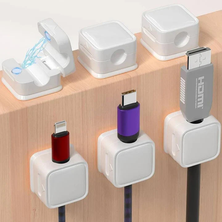 Wire Organizer Clips with Strong Magnet, 3-Pack for Desktop Cord Management, USB Cable Holder for Home Office & Desk | Thomler