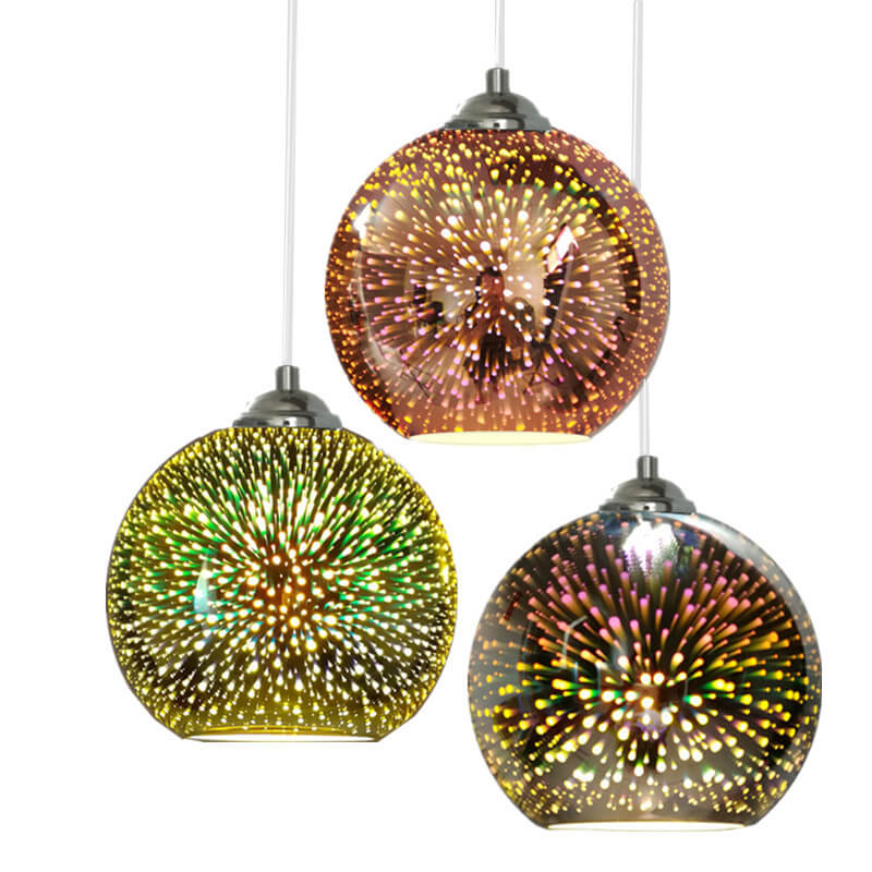 Starburst Hanging Light with Iridescent Glass Shade - E26 Single-Bulb Ceiling Fixture for Dining Rooms, Kitchens & Bars | Thomler