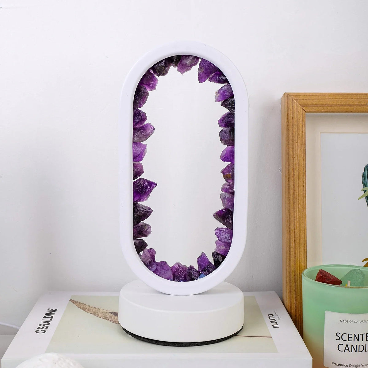 Genuine Crystal Stone Mood Lamp for Relaxation & Meditation, Handcrafted Mineral Accent Light for Home Décor | Thomler