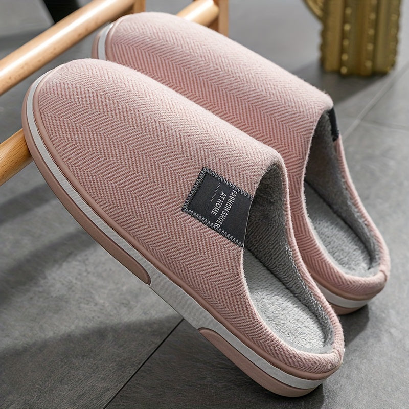Men's Plush Herringbone Slippers – Warm Indoor House Shoes with Non-Slip Grip for Fall & Winter | Thomler