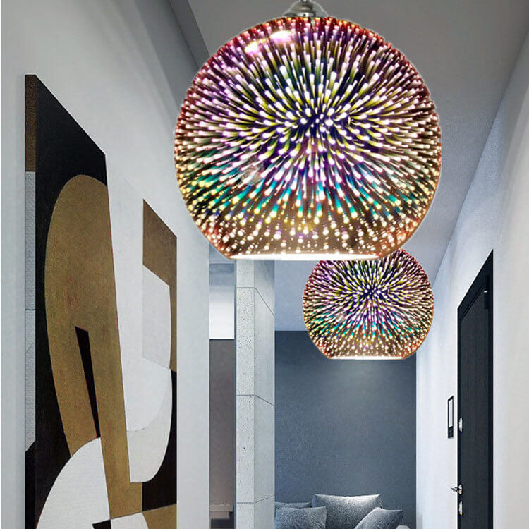 Starburst Hanging Light with Iridescent Glass Shade - E26 Single-Bulb Ceiling Fixture for Dining Rooms, Kitchens & Bars | Thomler