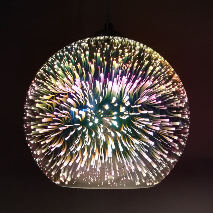 Starburst Hanging Light with Iridescent Glass Shade - E26 Single-Bulb Ceiling Fixture for Dining Rooms, Kitchens & Bars | Thomler