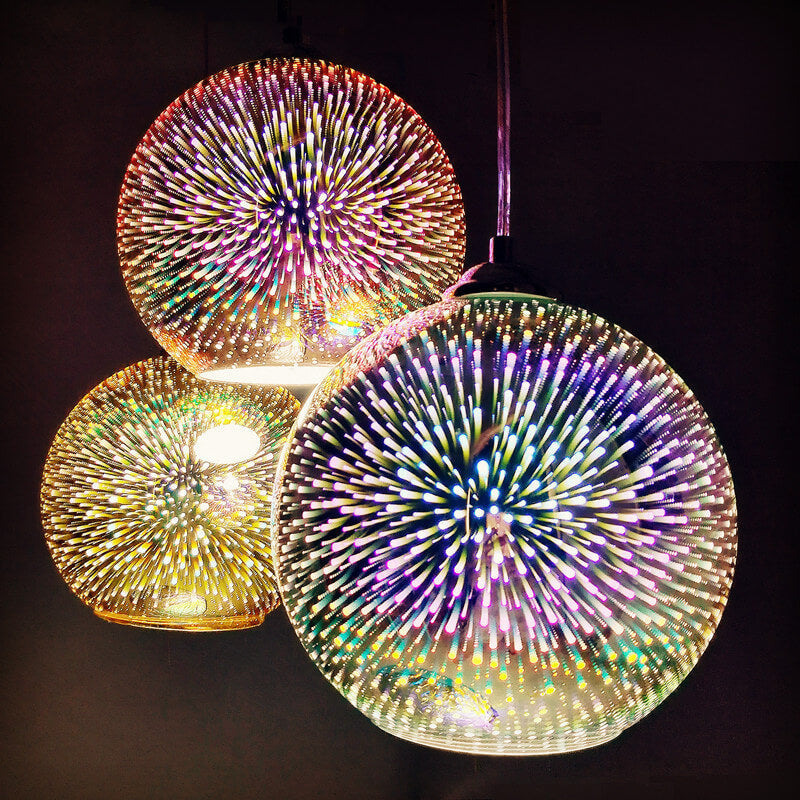 Starburst Hanging Light with Iridescent Glass Shade - E26 Single-Bulb Ceiling Fixture for Dining Rooms, Kitchens & Bars | Thomler