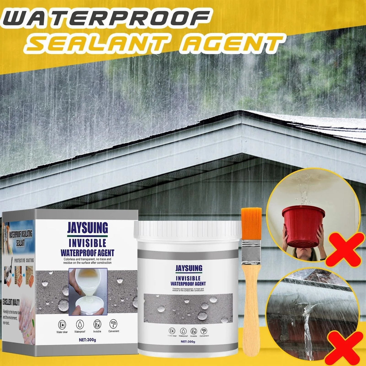 Clear Waterproof Leak Sealant for Roofs, Pipes, Windows & Cracks – Multi-Surface Repair Compound for Indoor & Outdoor Use | Thomler