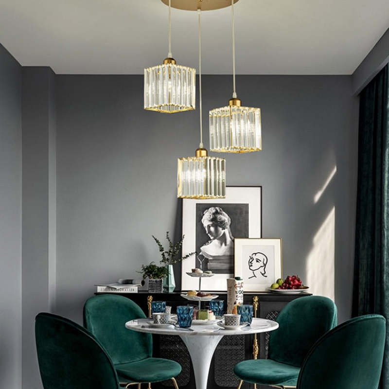 Modern Metal & Glass Pendant Light – Adjustable Cord – Black or Gold Finish for Dining Room & Living Room | Thomler