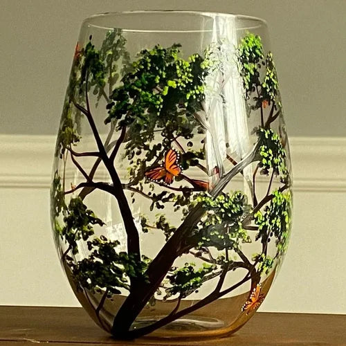 Hand-Painted Seasonal Tree Wine Glasses – Artisan Stemware with Four Seasons Design for Home & Gift | Thomler
