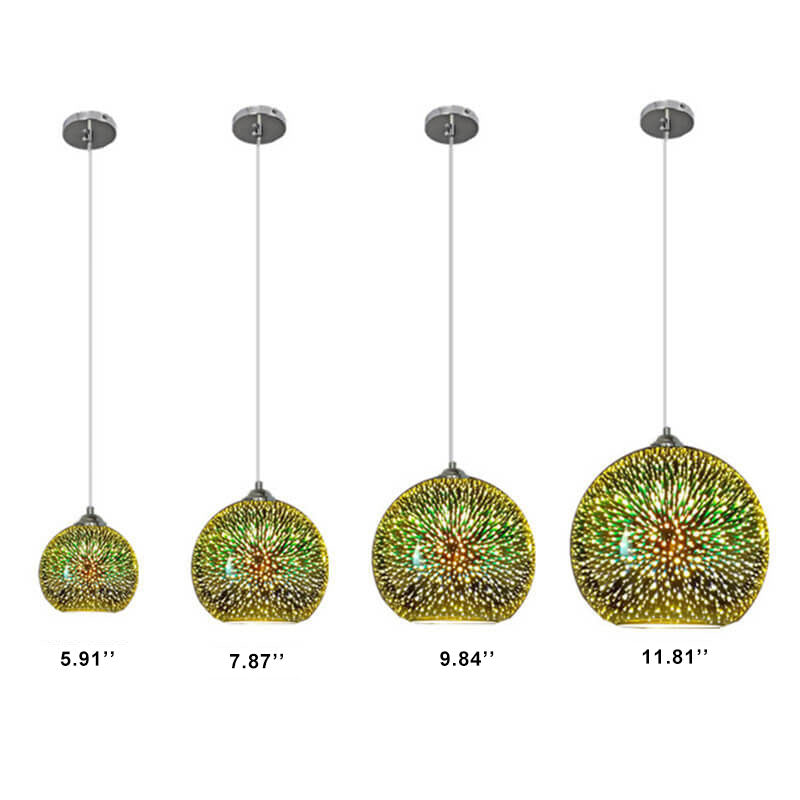 Starburst Hanging Light with Iridescent Glass Shade - E26 Single-Bulb Ceiling Fixture for Dining Rooms, Kitchens & Bars | Thomler