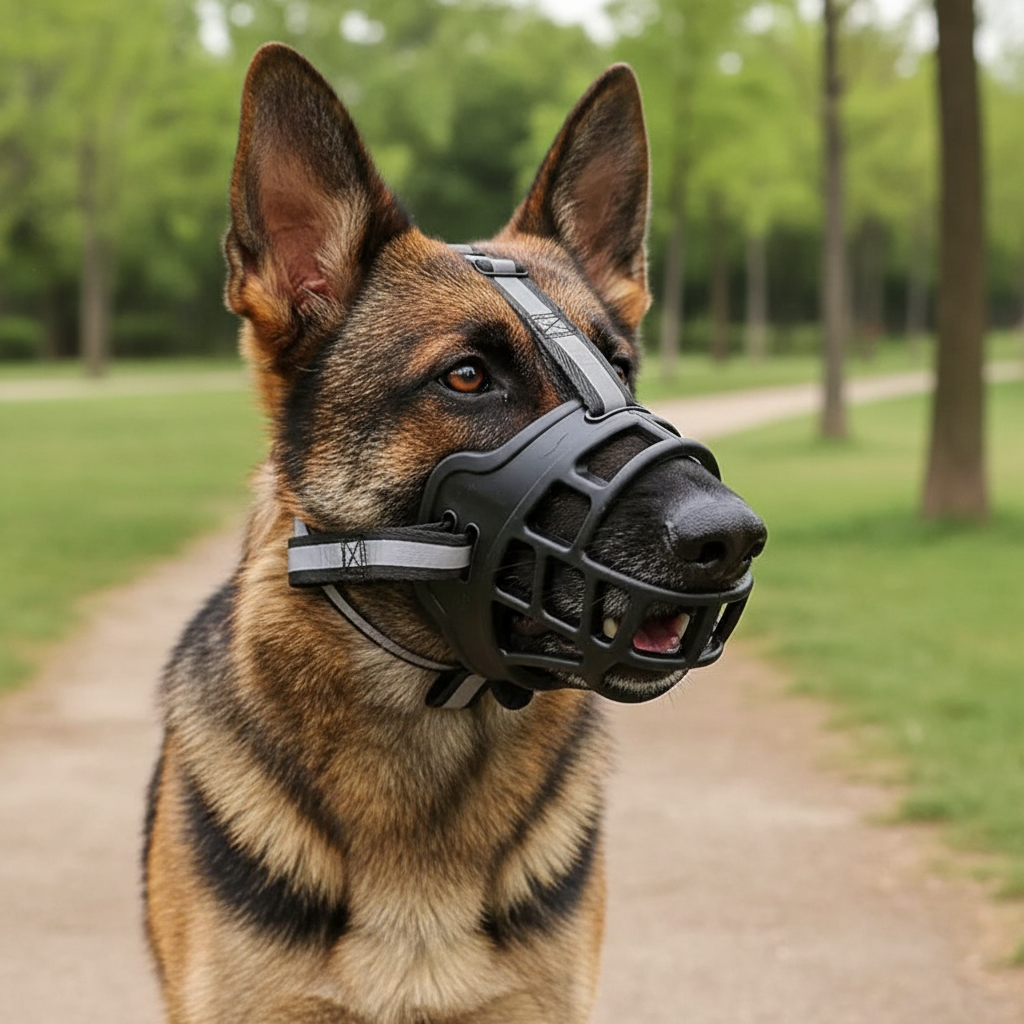 Breathable Mesh Dog Muzzle with Adjustable Straps for Training, Grooming & Safe Walks | Anti-Bite Pet Guard for Small to Large Dogs | Thomler