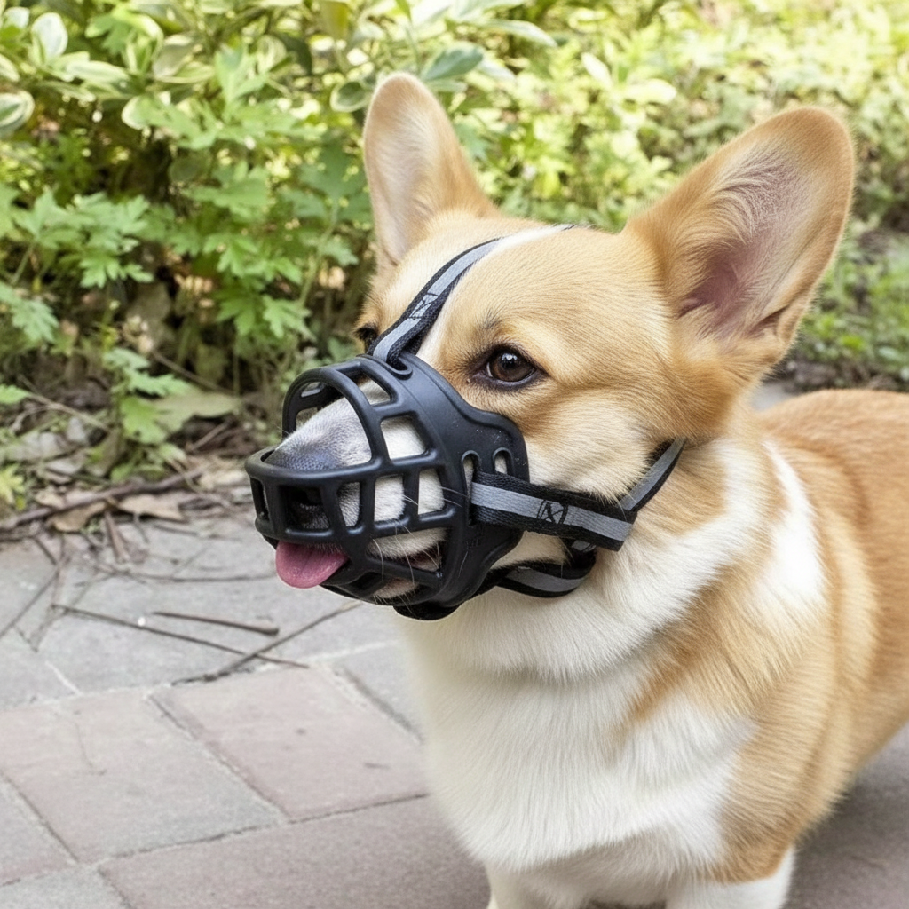 Breathable Mesh Dog Muzzle with Adjustable Straps for Training, Grooming & Safe Walks | Anti-Bite Pet Guard for Small to Large Dogs | Thomler