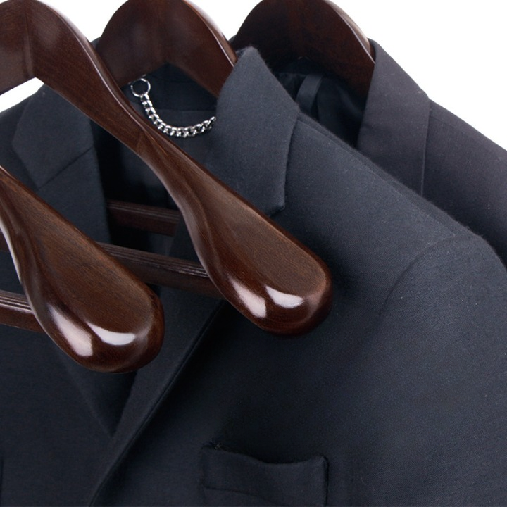Clothes Hangers Wood And Metal Dark Brown Wardrobe Coat Organiser Set Heavy Duty Suit Jacket Shirt Closet Storage | Thomler