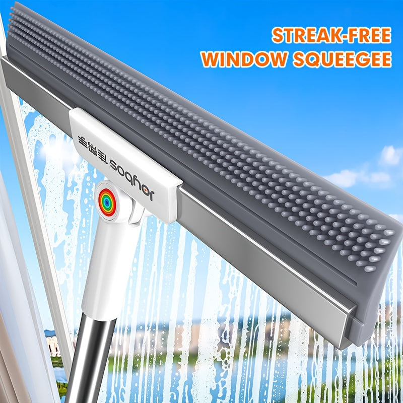Dual-Action Floor Squeegee with Rubber Edge & Soft Bristles for Pet Hair Removal | Thomler