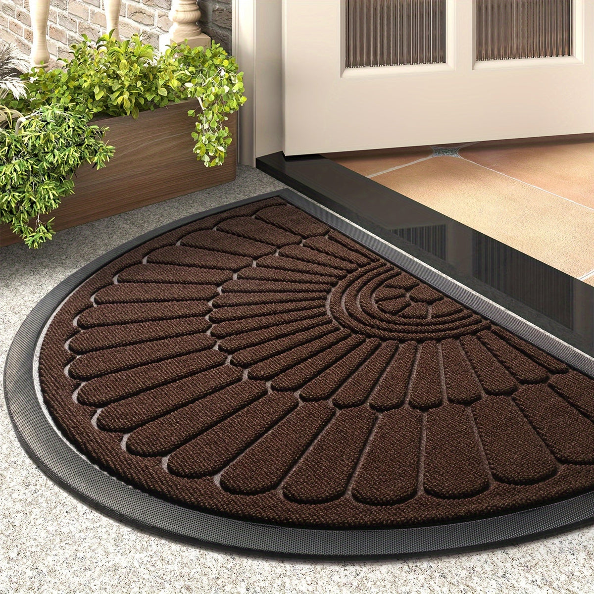 Semicircle Rubber Doormat for Entryway – Nonslip Indoor Outdoor Trap Mat for Shoes – Mudroom Floor Protection – Front Door Welcome Mat | Thomler