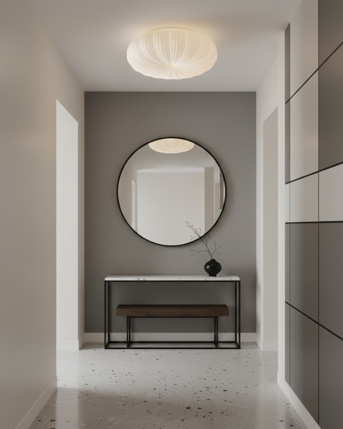 Ceiling Lamp Iron PVC 50.0 cm Neutral Living Room Integrated LED Tri Colour Modern Sculptural Flush Mount Lighting | Thomler