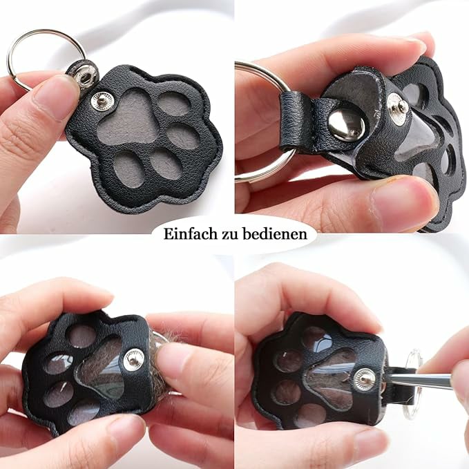Pet Memorial Keychain with Hidden Keepsake Chamber – Leather Paw Print Charm for Dog & Cat Lovers | Thomler