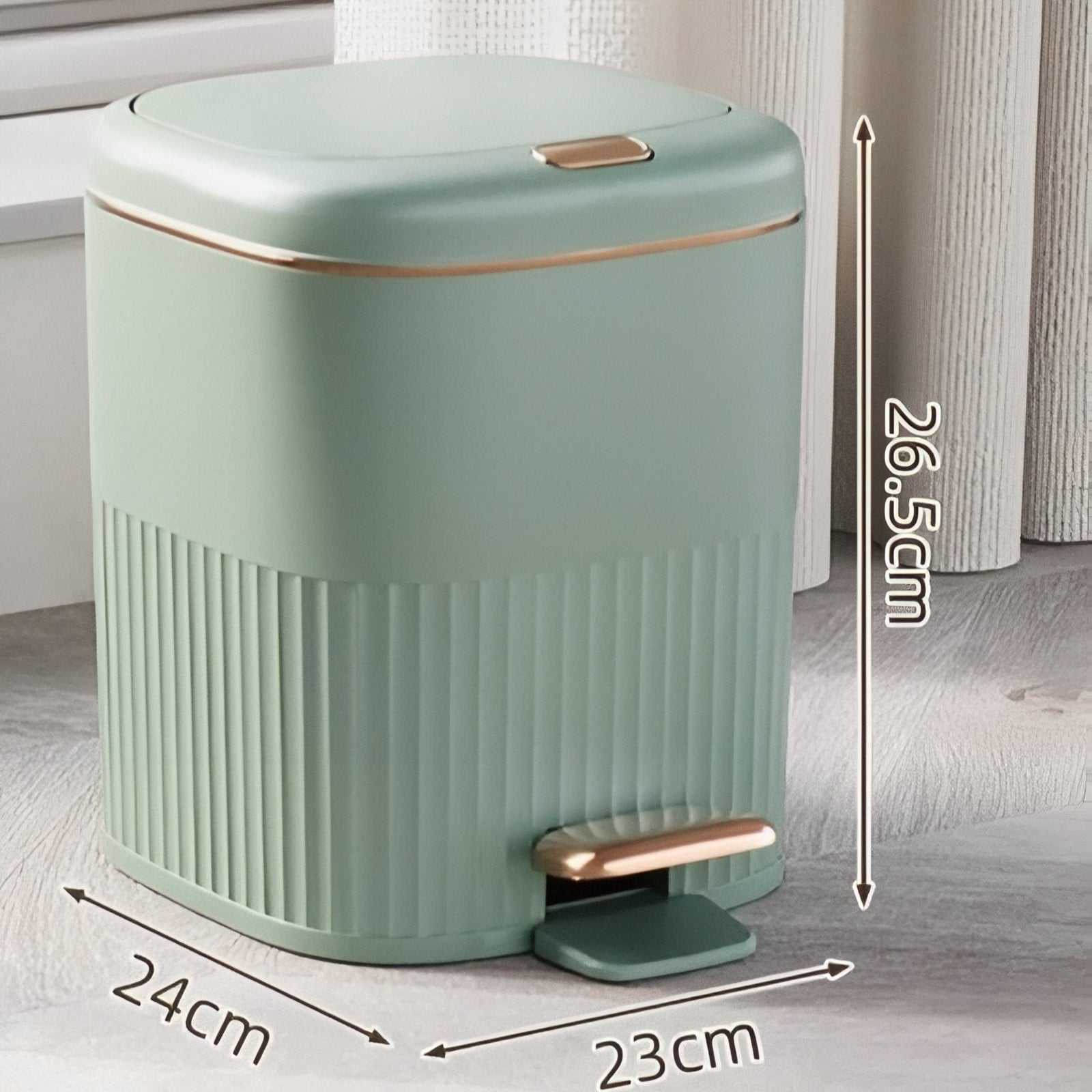 Pedal Bin Modern Ribbed Design Hands Free Bathroom Kitchen Waste Bin Soft Close Lid | Thomler