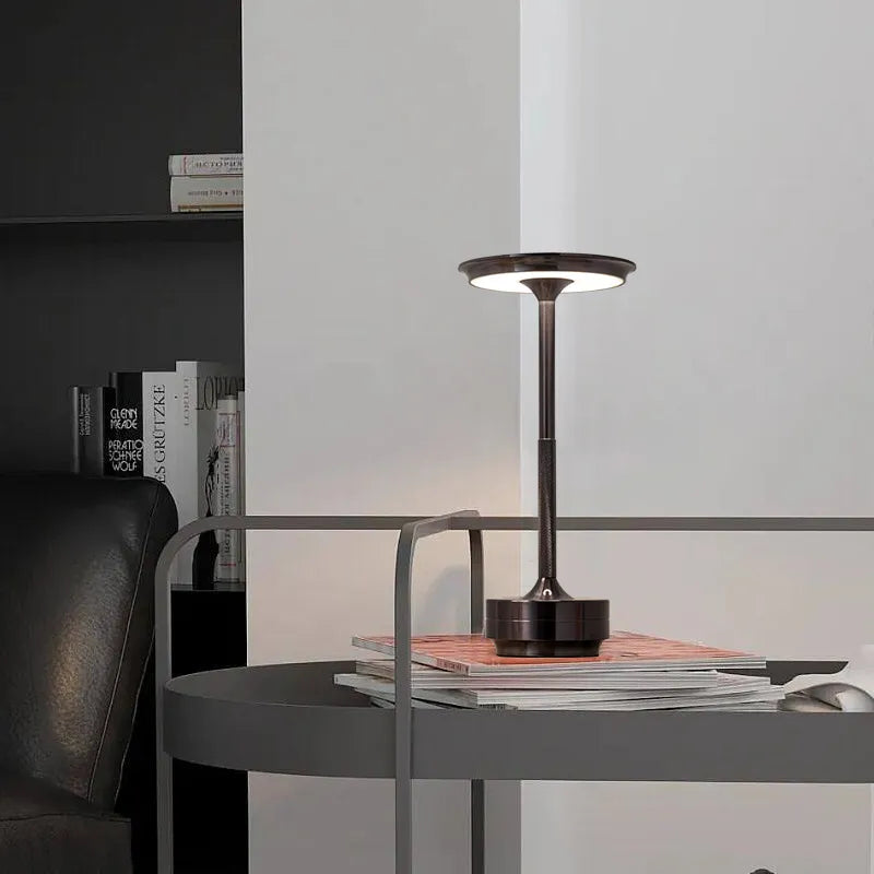 Table Lamp Aluminum 11.2 in Wireless Rechargeable Bedroom Desk Dimmable Touch Portable Ambient Lighting | Thomler
