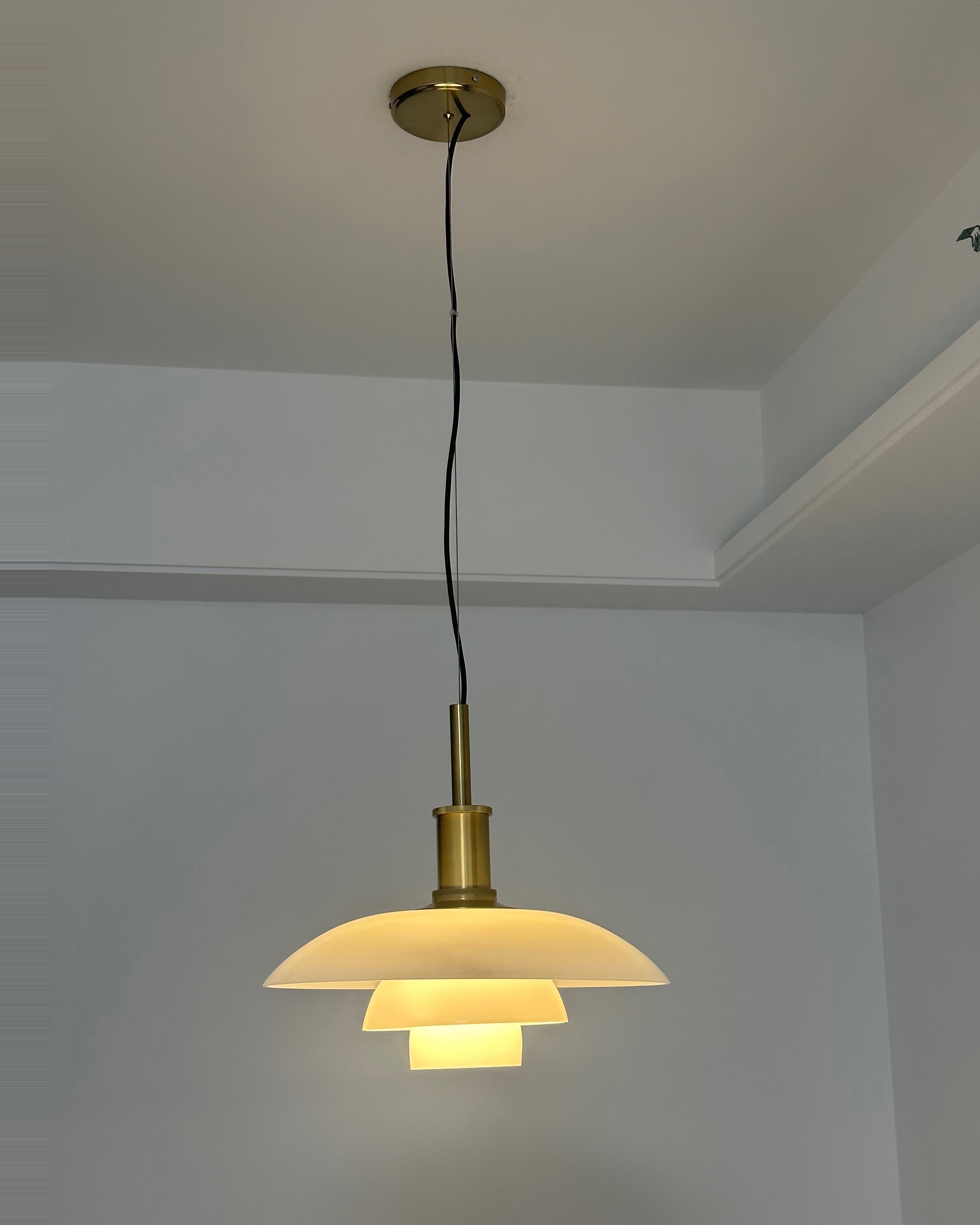 Pendant Light Glass 28.0 cm White Dining Room Scandinavian Hanging Ceiling Lamp Adjustable Cord E27 Soft Ambient Lighting | Thomler