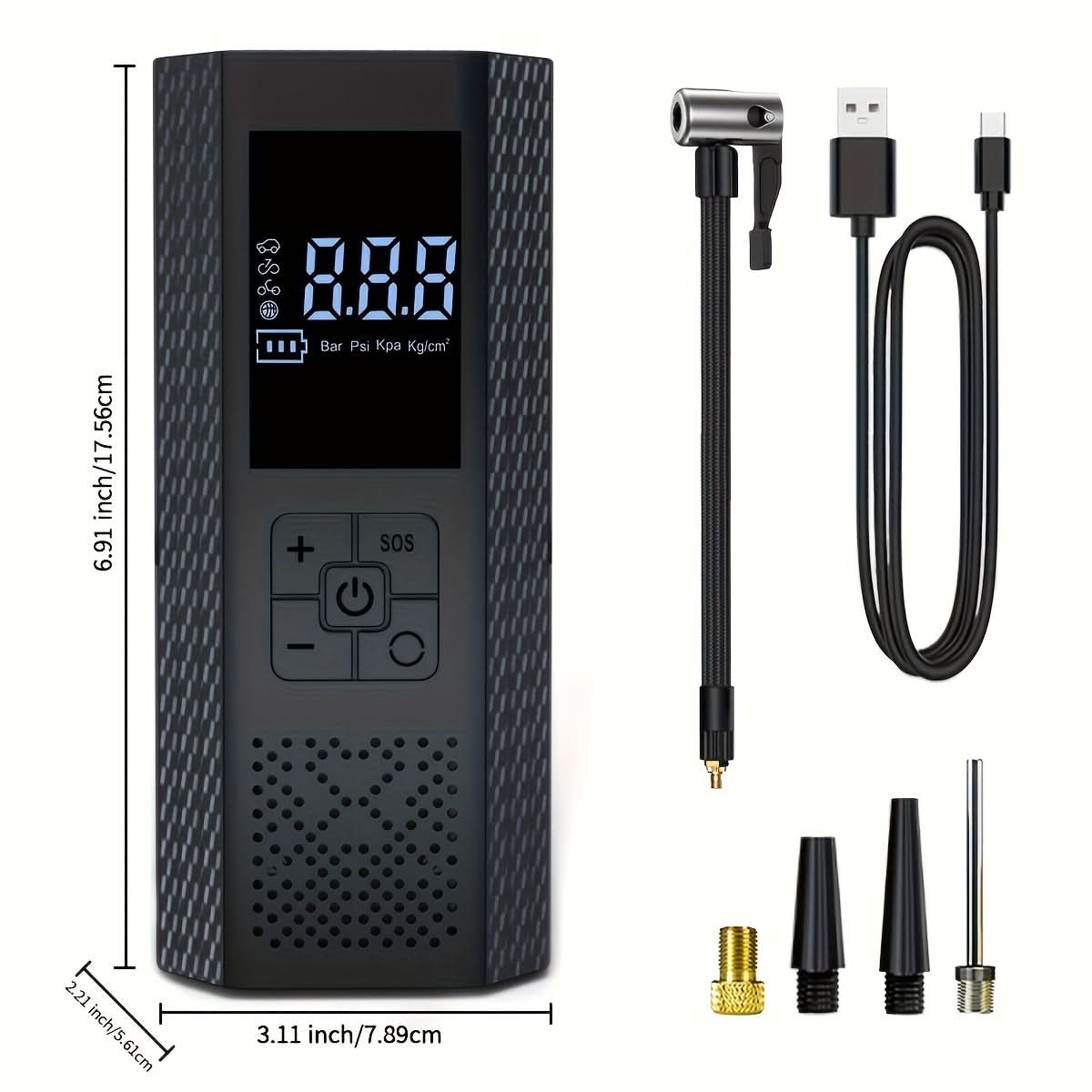 Rechargeable Digital Tire Pump – 150 PSI Portable Air Compressor for Car, Bike & Sports Gear | Thomler