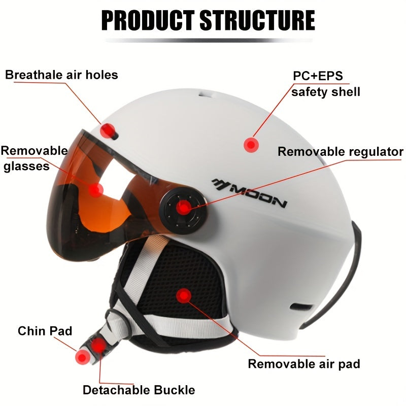 Ski Helmet PC EPS Adjustable Fit Black Winter Sports Snowboarding Protective Visor Outdoor Safety Gear | Thomler