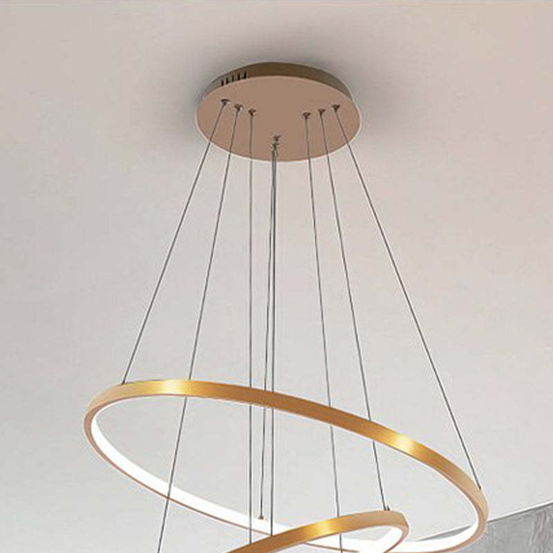Modern LED Ring Chandelier with Adjustable Height – Metal & Acrylic Hanging Light for Living Room, Dining Room, Bedroom | Thomler