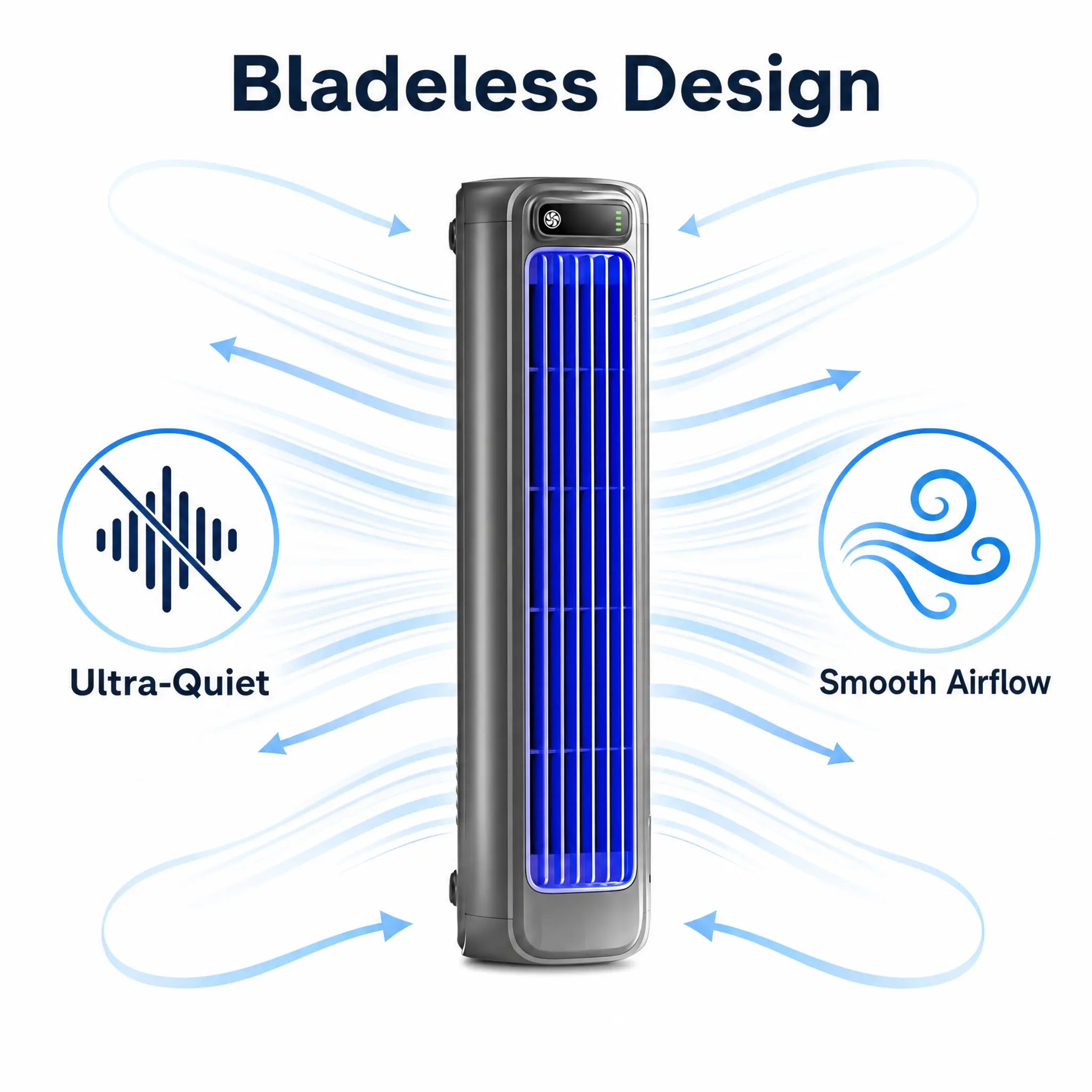 Rechargeable Cordless Personal Cooling Fan Tower with 12-Hour Battery Life – Bladeless Quiet Airflow, Desktop & Wall Mount, Lightweight for | Thomler