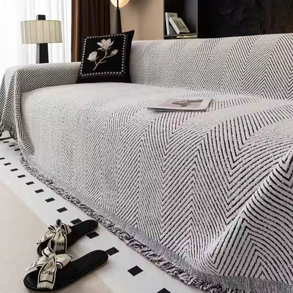 Herringbone Throw Blanket for Couch – Water-Resistant Microfiber Sofa Cover, Machine Washable, Non-Slip Furniture Protector for Living | Thomler