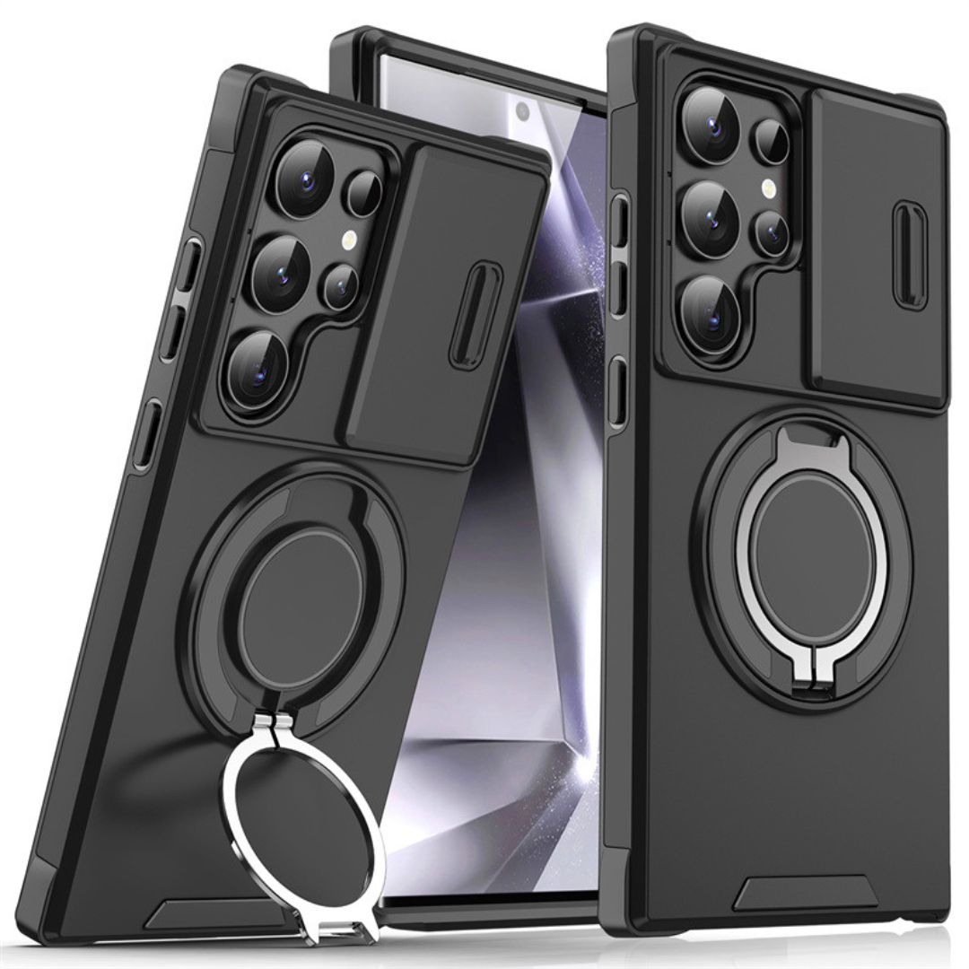 Magnetic Phone Case with Sliding Camera Cover & Kickstand Ring for Samsung Galaxy S-Series | MagSafe Compatible Protective Bumper Shell | Thomler