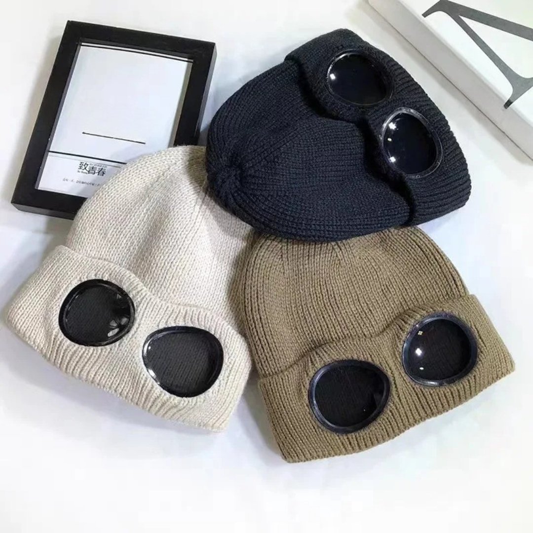 Knit Beanie with Flip-Down Goggles – Windproof Winter Hat for Outdoor Activities | Thomler