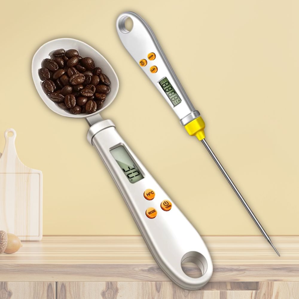 Handheld Digital Weighing Spoon with Built-In Temperature Probe for Cooking & Baking | Thomler