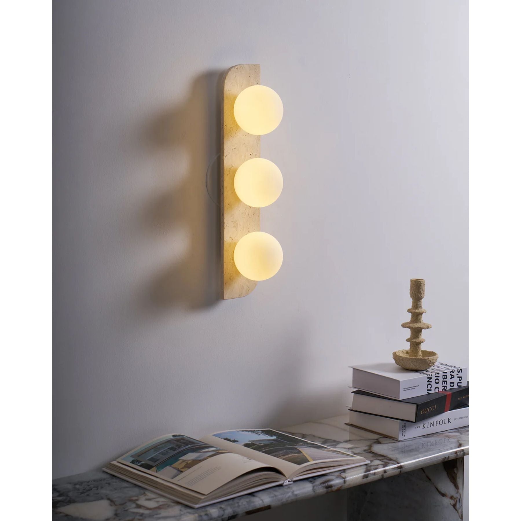 Wall Lamp Travertine Glass G9 Beige Living Room Hallway Bathroom Minimalist Japandi Ambient Lighting | Thomler