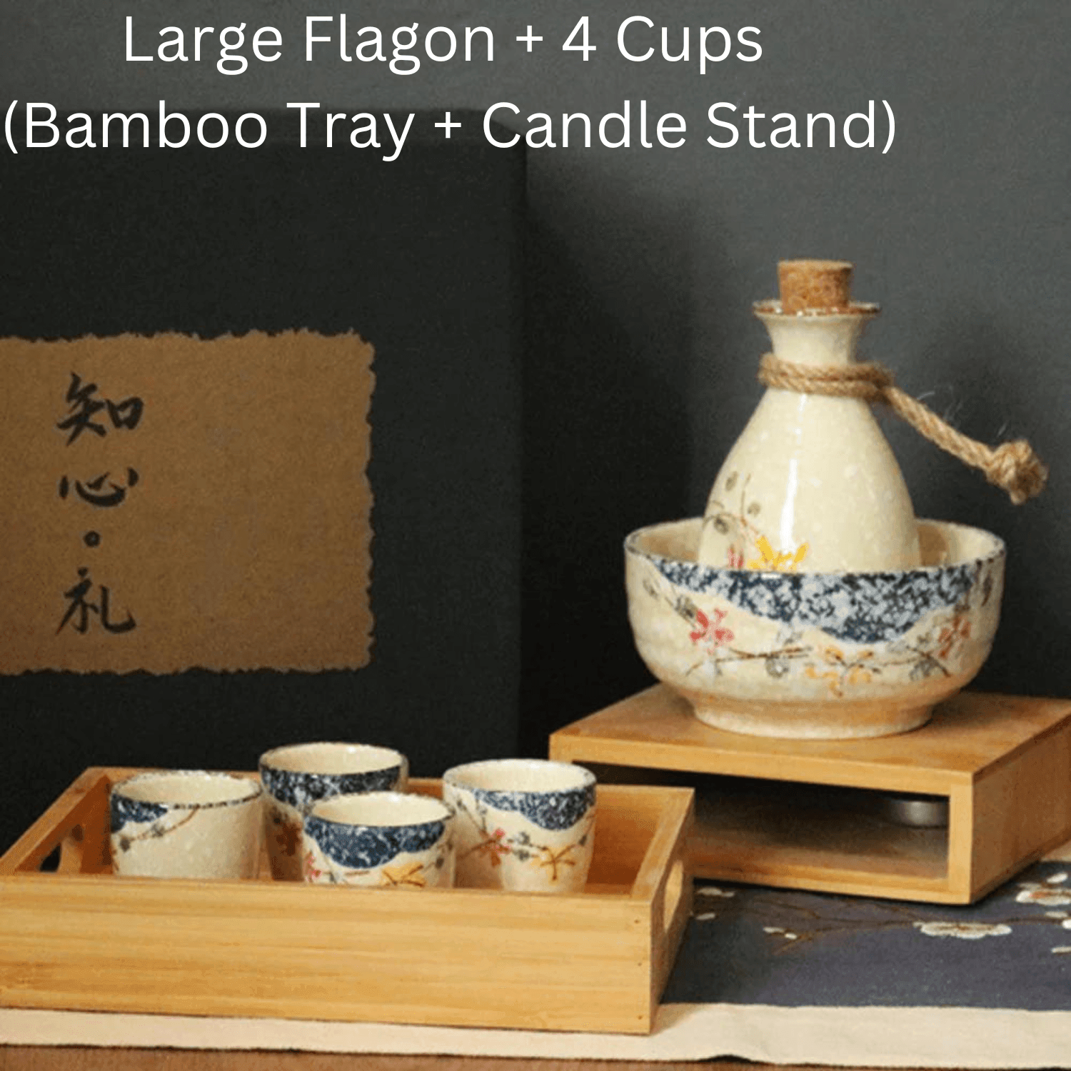 Handcrafted Ceramic Sake Serving Set Cherry Blossom Design Tokkuri Flagon Ochoko Cups Traditional Japanese Drinkware for Home Entertaining G | Thomler