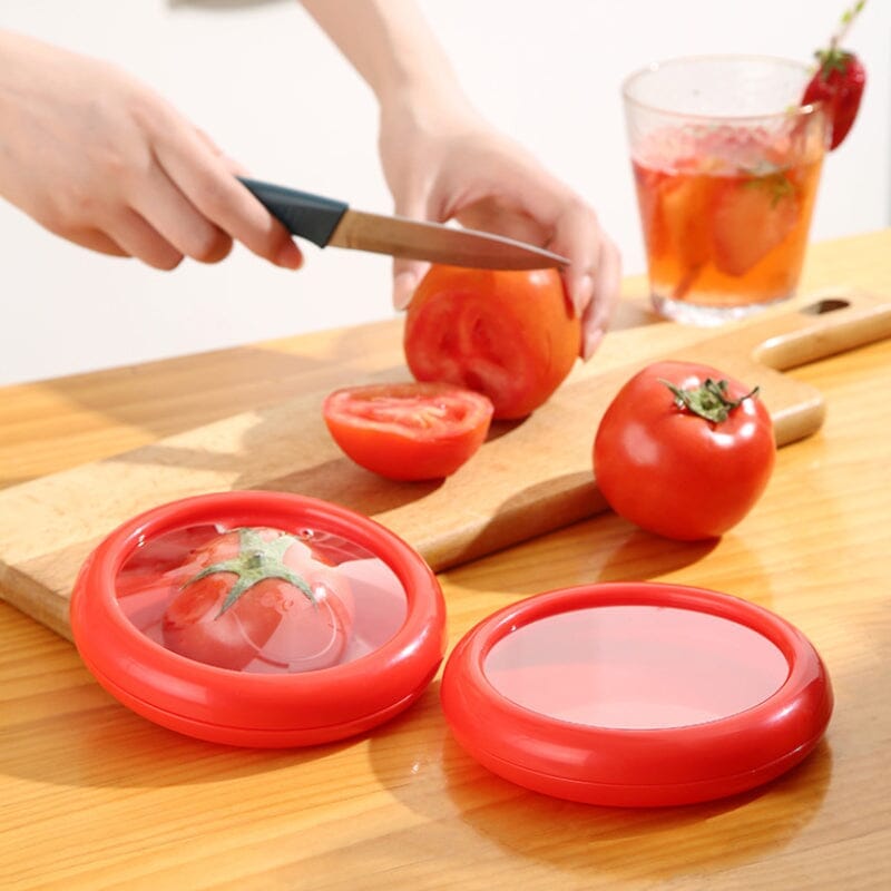 Stretch-Seal Half-Fruit Storage Containers with Snap-On Lids, Set of 4 Nesting Bins for Avocado Lemon Onion Tomato, BPA-Free Fresh Keeper | Thomler