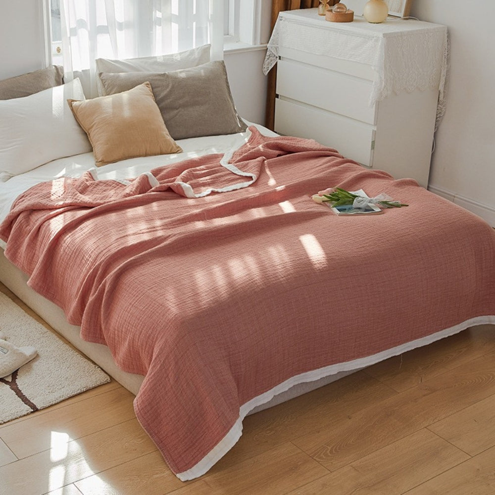 6-Layer Muslin Cotton Blanket Breathable Soft Throw Full Queen King Size for Bed Couch All-Season Lightweight Bedspread Adults Kids | Thomler