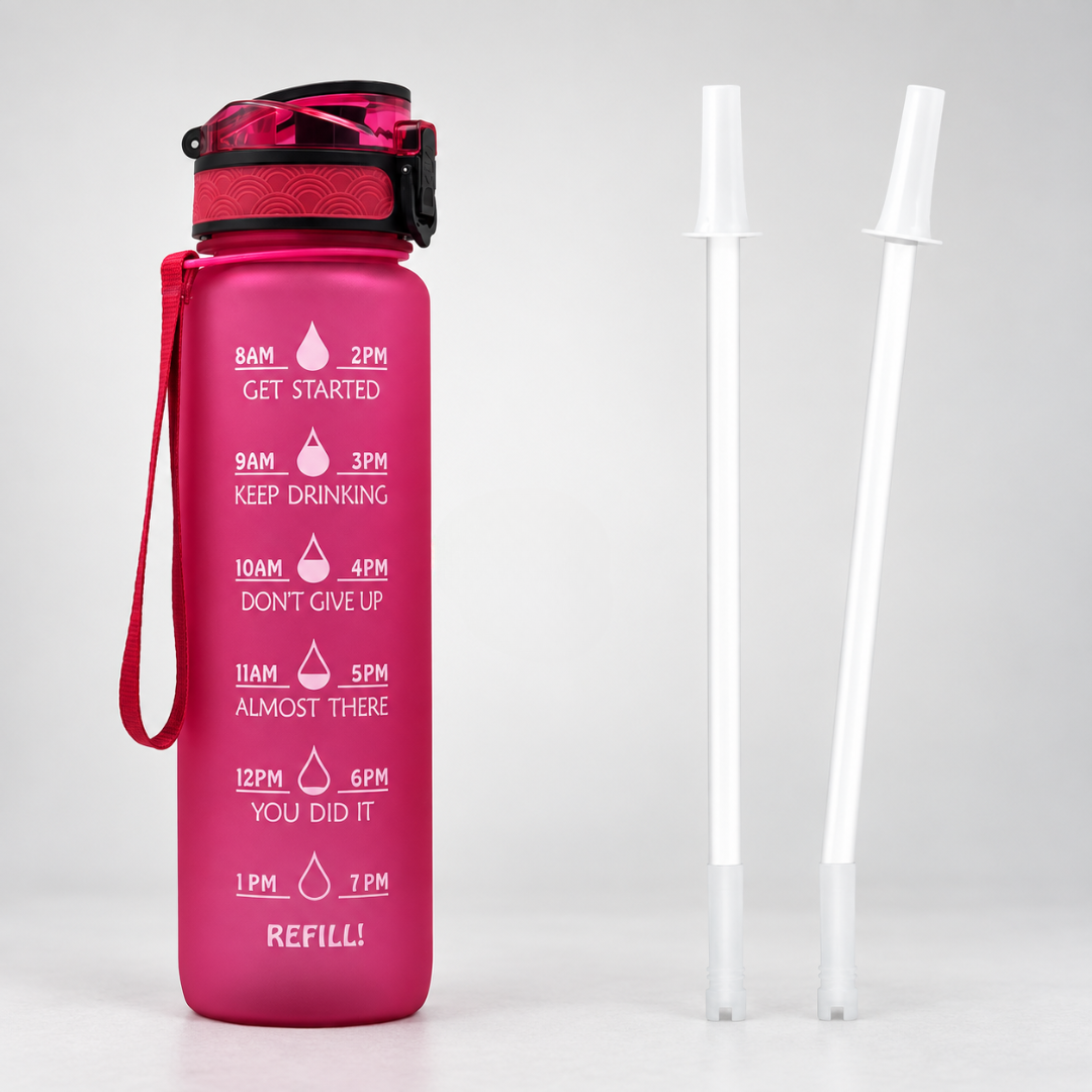 1L Time-Marked Water Bottle with Motivational Tracker for Daily Hydration Goals | Thomler