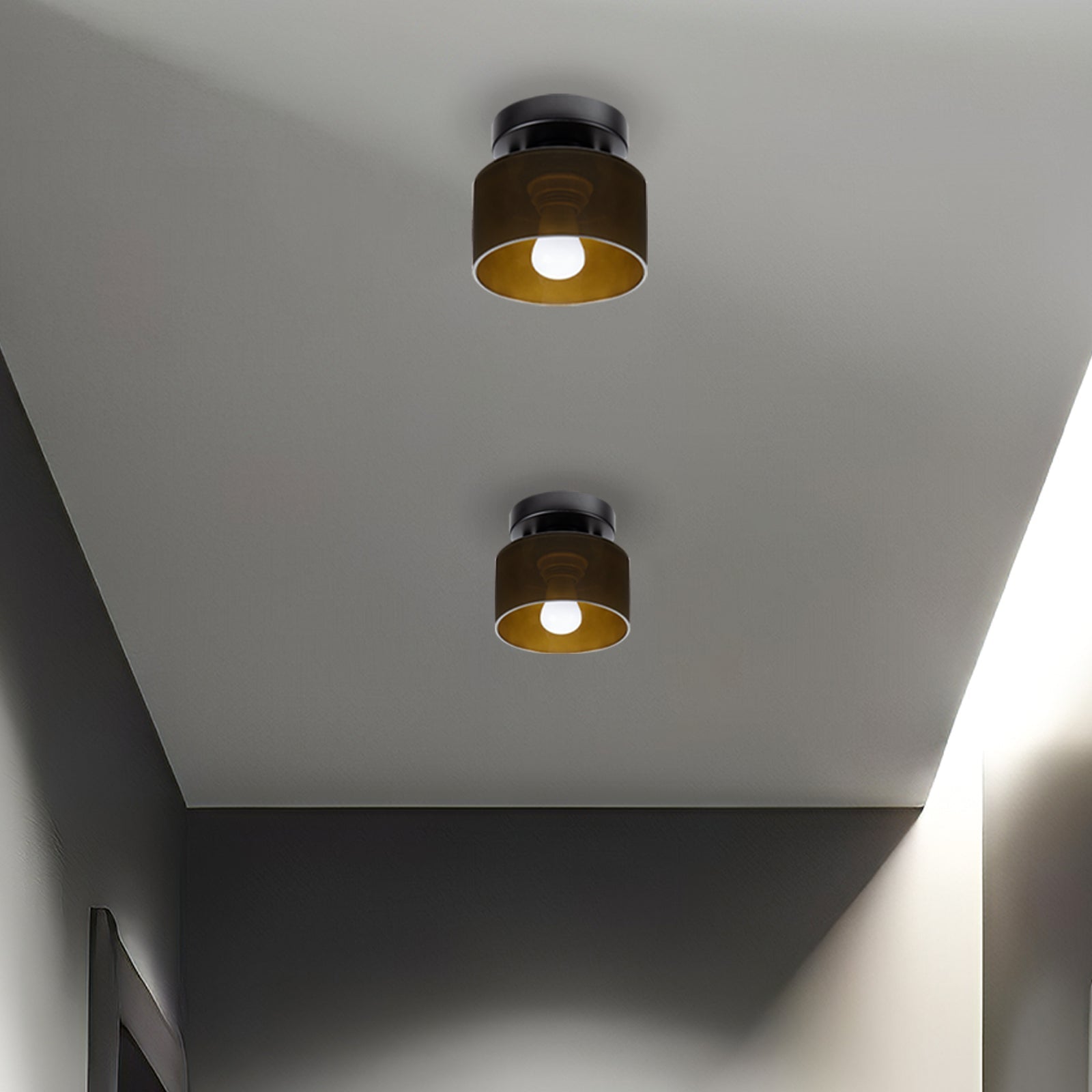 Ceiling Lamp Glass E27 E26 Amber Kitchen Hallway Living Room Retro Flush Mount Lighting | Thomler