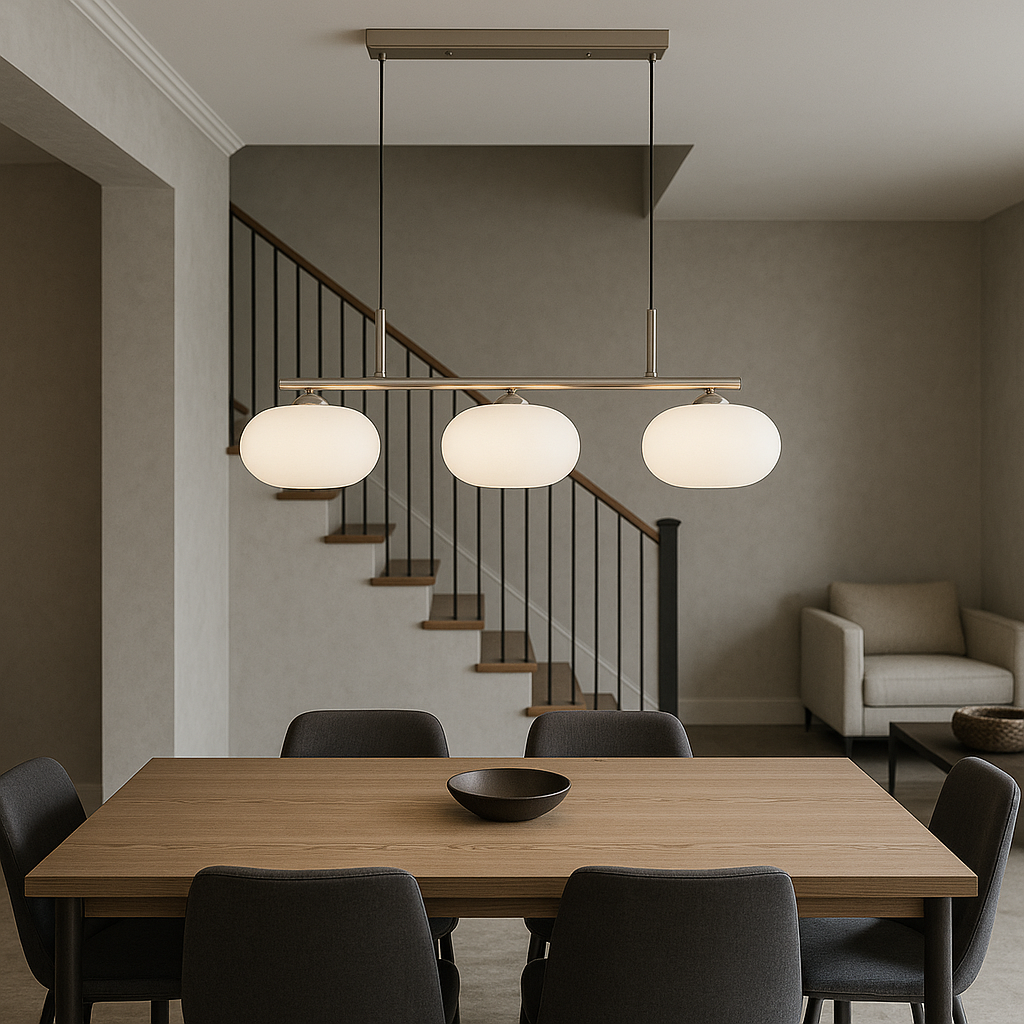 Pendant Light Glass Metal 18.0 cm 3-Head Adjustable Kitchen Island Dining Room Ceiling Lamp | Thomler
