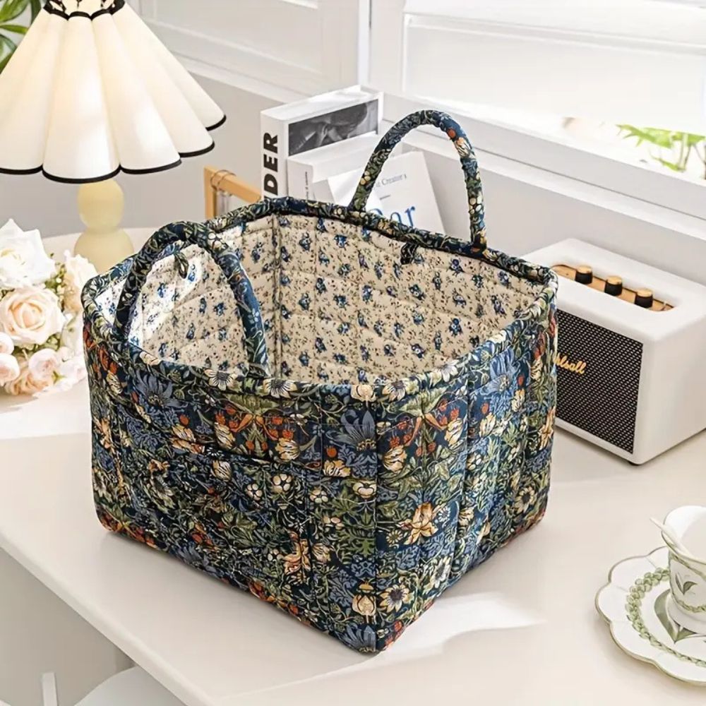 Fabric Storage Bin with Botanical Print – Collapsible Organizer for Closet, Shelf & Dresser – Lightweight Canvas Cube for Shoes, Linens & | Thomler