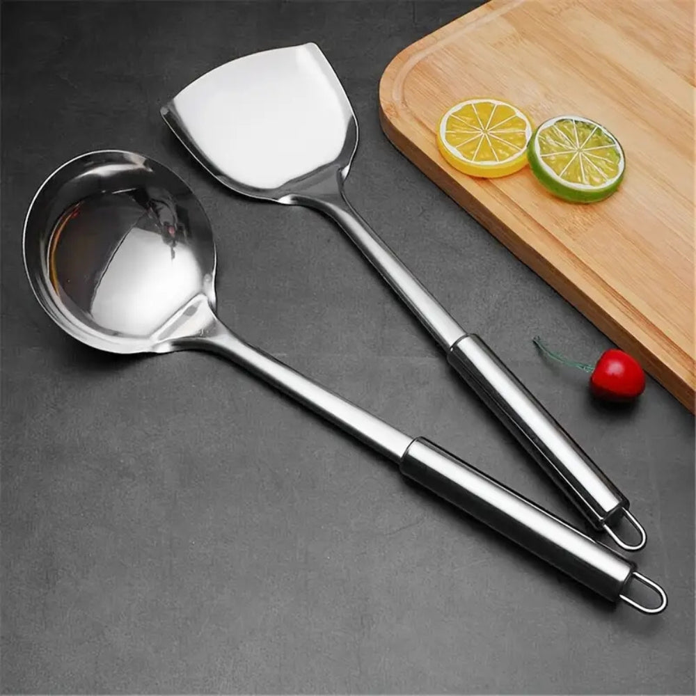 Kitchen Utensil Set Stainless Steel 5-Piece Kit Spatula Ladle Skimmer Tools Heat Resistant Professional Chef Cookware for Home Restaurant | Thomler