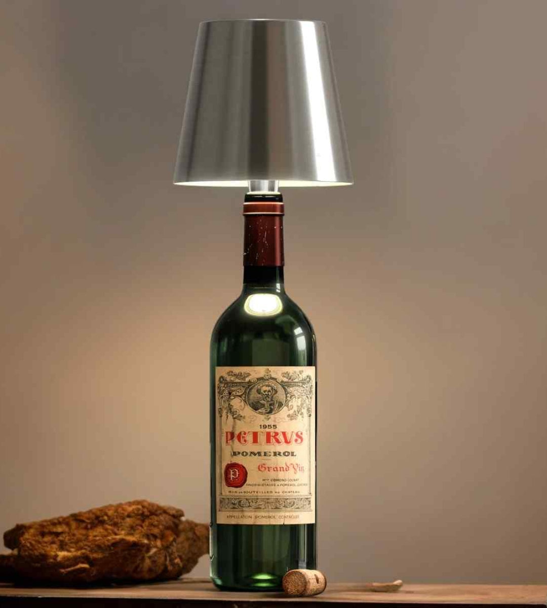 Rechargeable LED Bottle Lamp Adapter for Wine Bottles & Decorative Glass | Cordless Ambient Light Base for Home Decor & Dining | Thomler