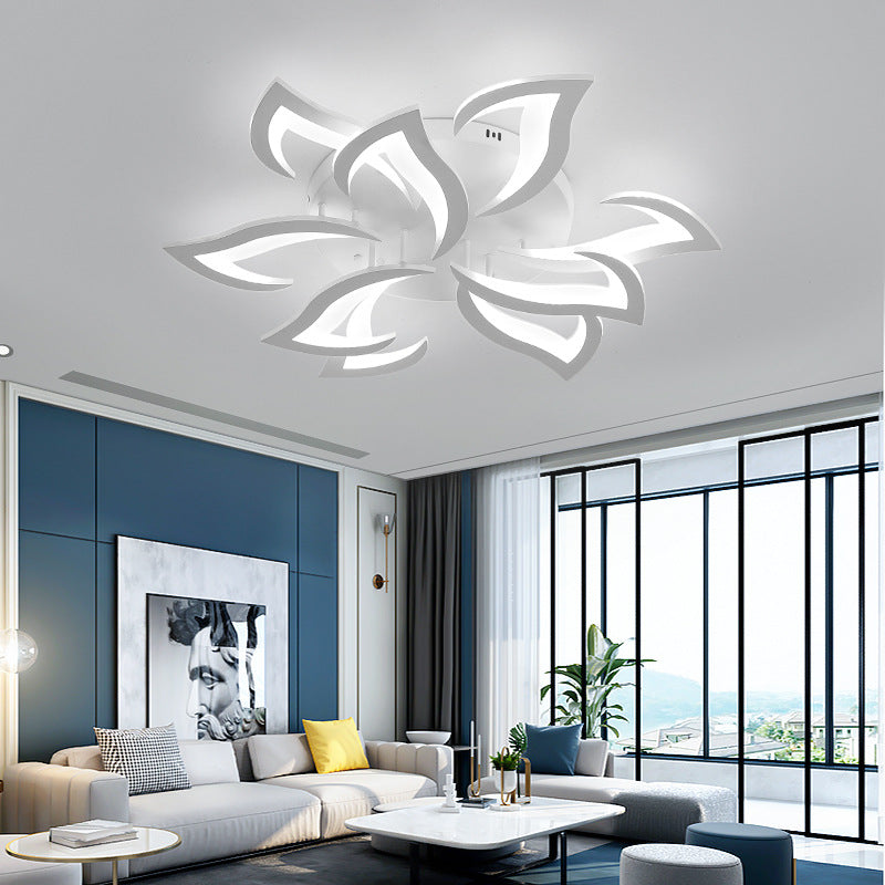Ceiling Lamp Metal Acrylic 55.0 cm Black LED Living Room Bedroom Flower Design Flush Mount Lighting | Thomler